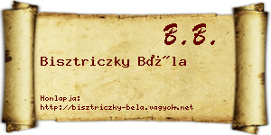 Bisztriczky Béla névjegykártya